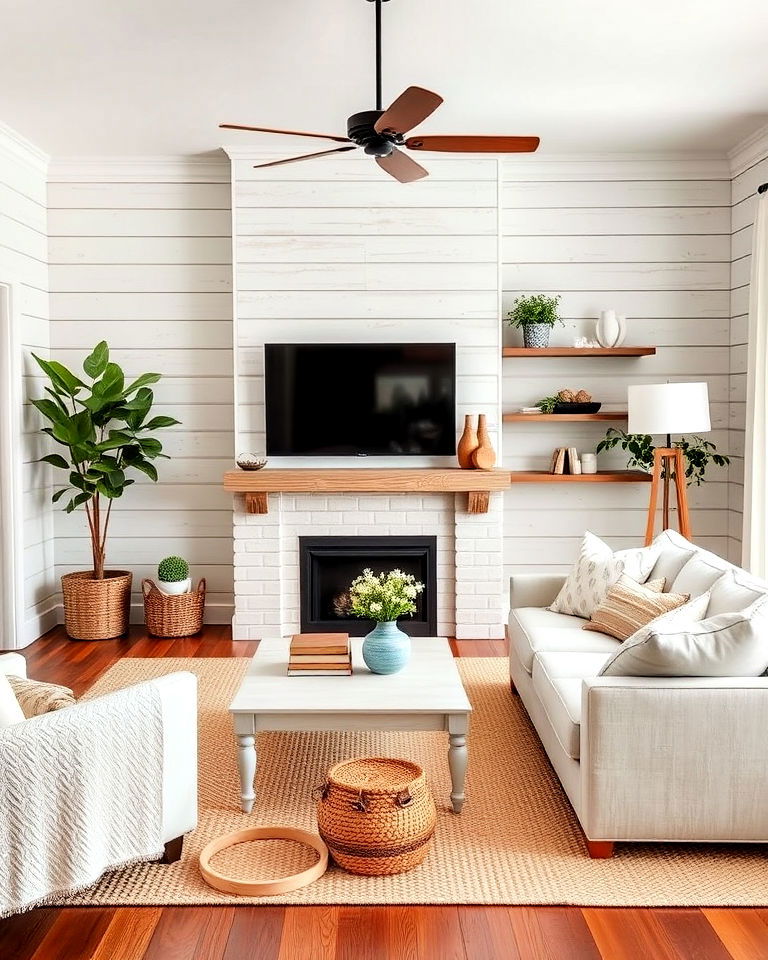 modern whitewashed shiplap