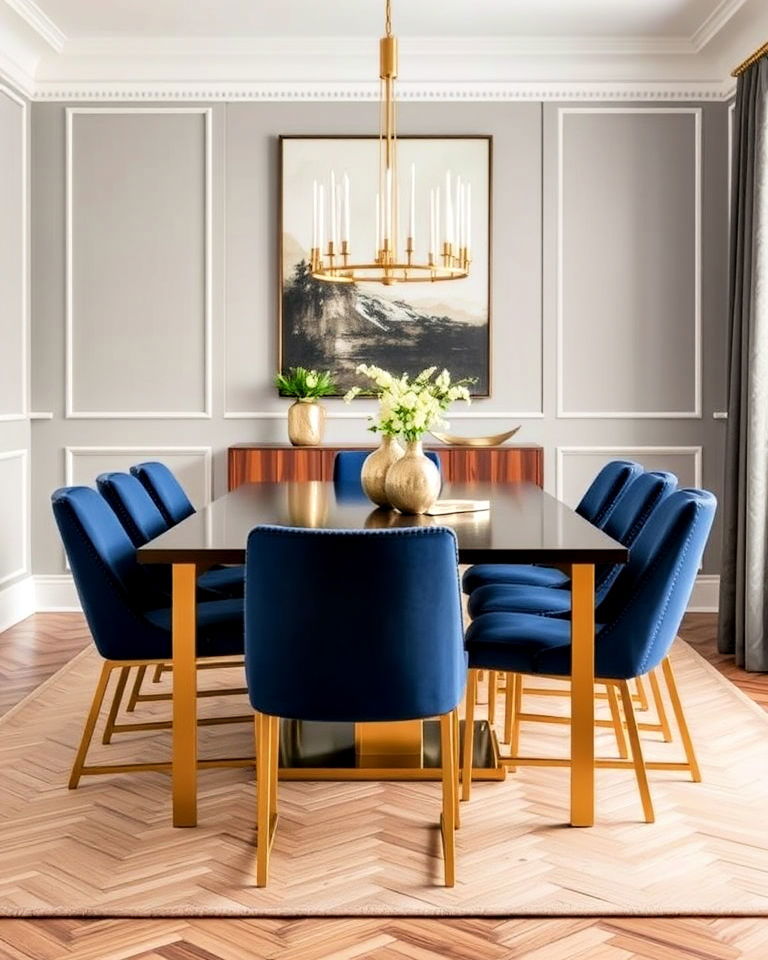 modern yet timeless navy blue dining chairs