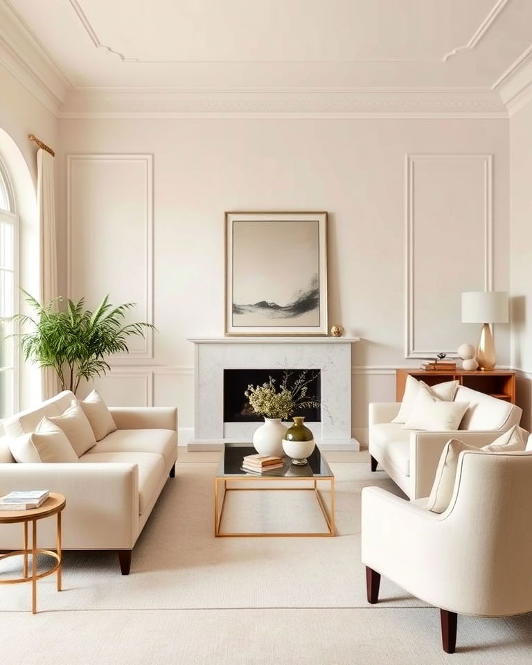 monochromatic cream scheme living room