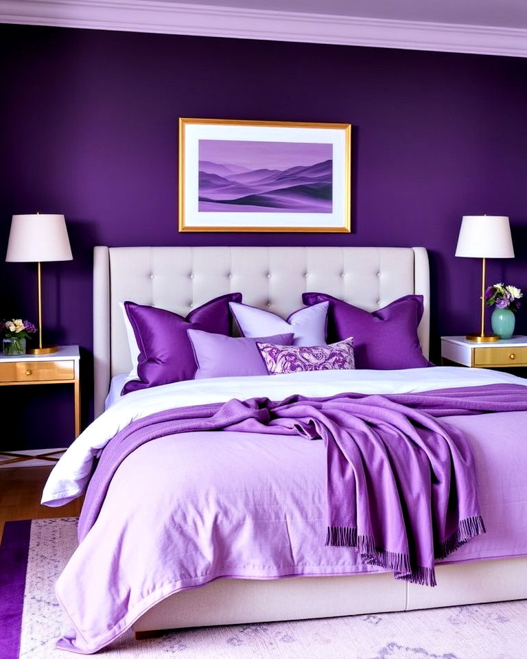 monochromatic purple palette bedroom