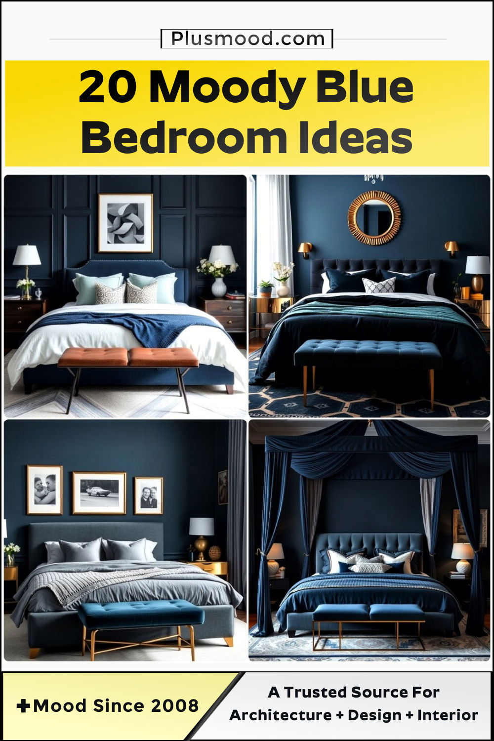 moody blue bedroom ideas and inspiration
