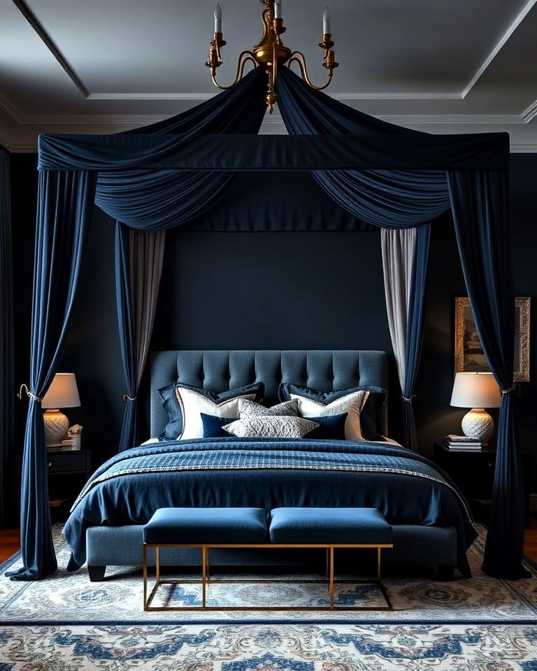 moody blue canopy bed