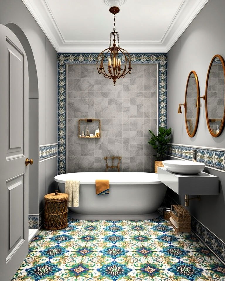 moroccan inspired mosaic tile flooring