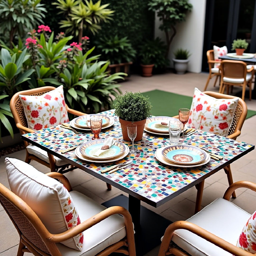 mosaic tabletop for boho patio