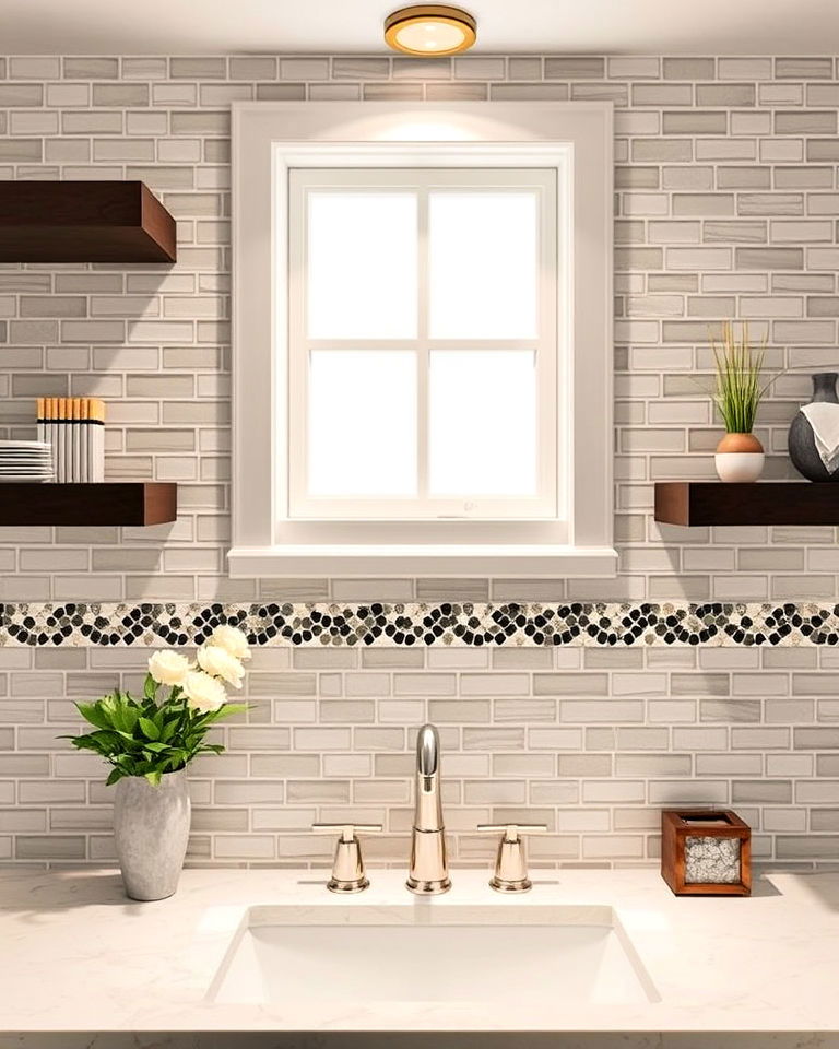 mosaic tile border bathroom backsplash