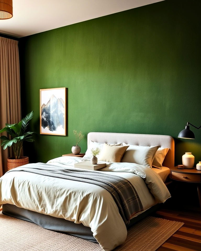 moss green accent wall