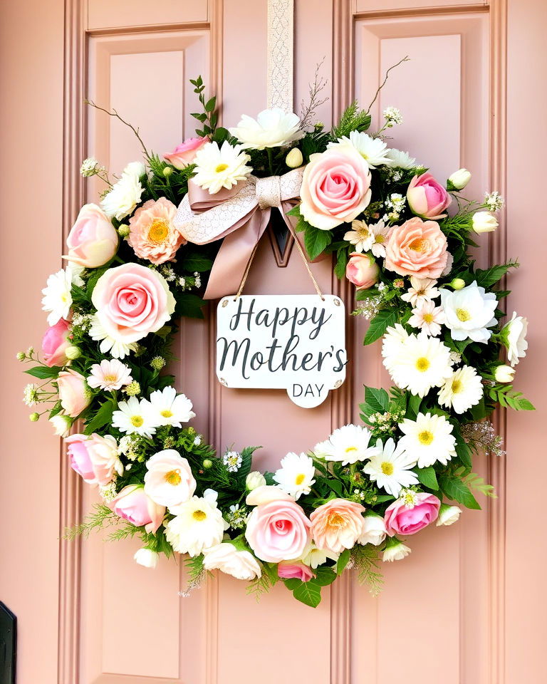 mother’s day floral wreath for entrance