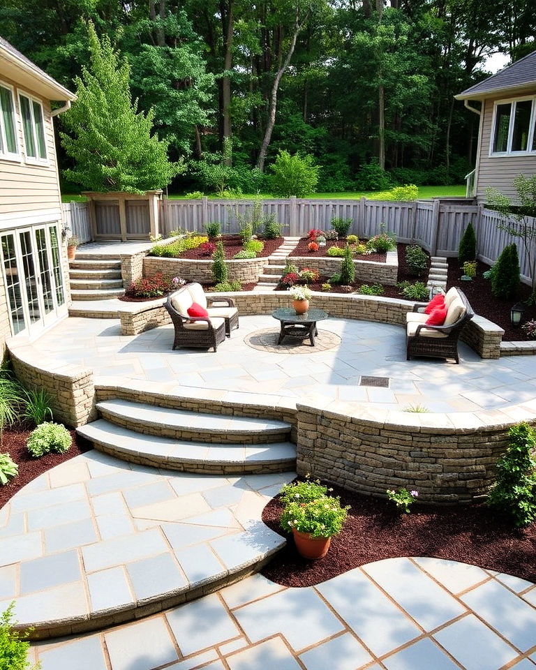multi level bluestone patio