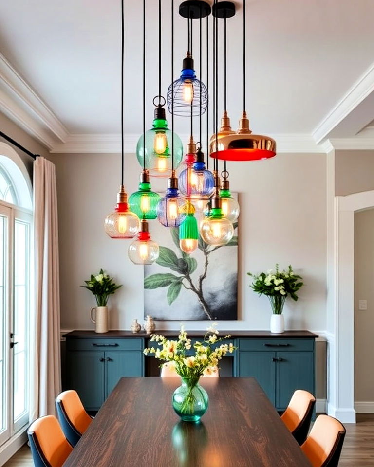 multicolored pendant lights