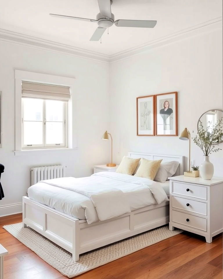 multipurpose white bedroom furniture to save space