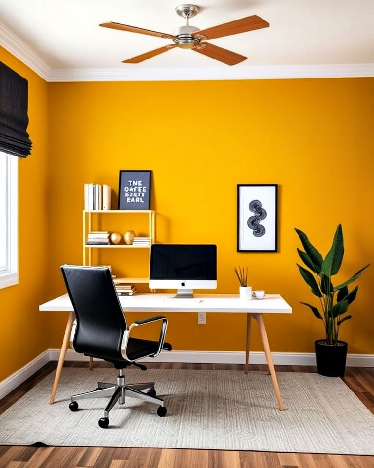 mustard yellow home office paint color