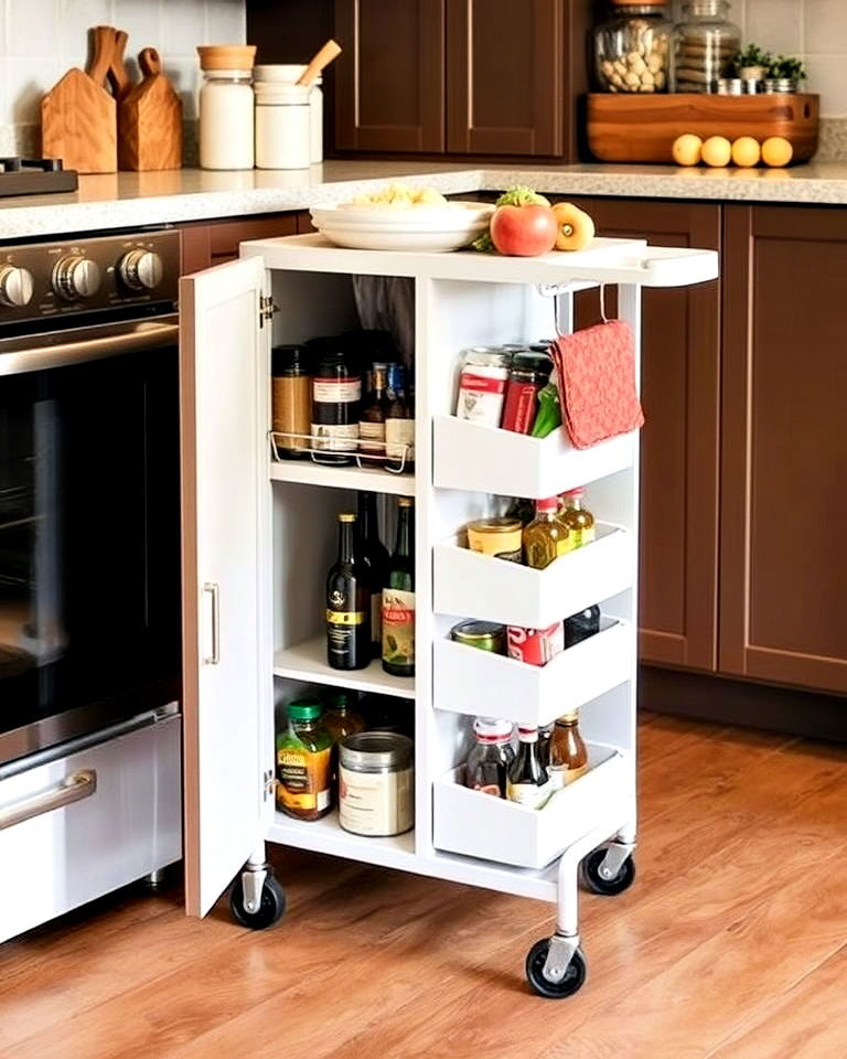 narrow rolling pantry cart