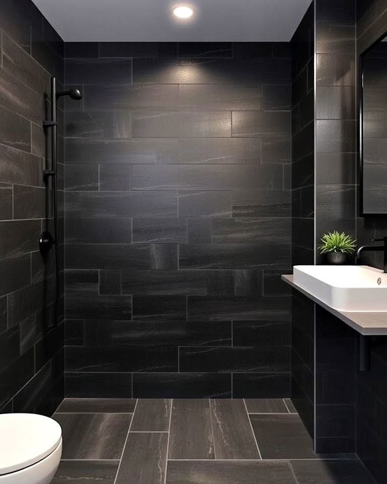 natural earthy black slate bathroom tiles