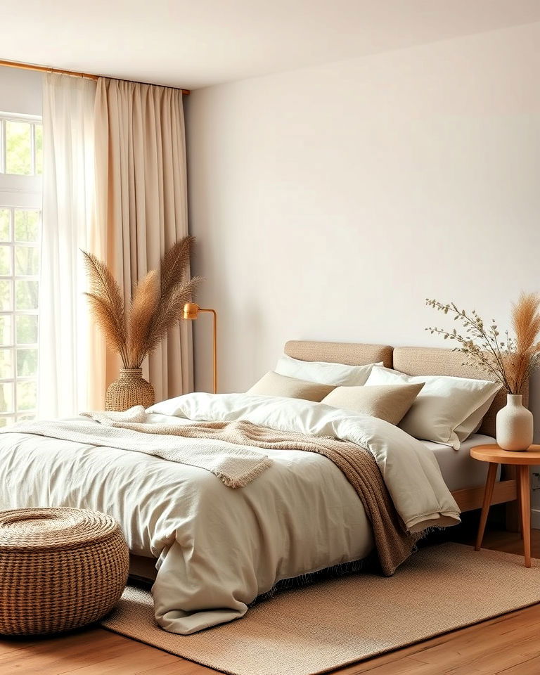 natural fabrics textures to enhance bedroom