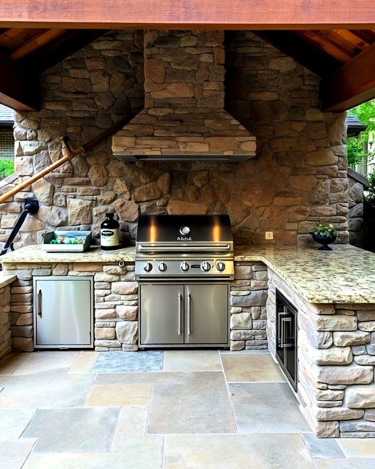 natural feel bbq with stone accents