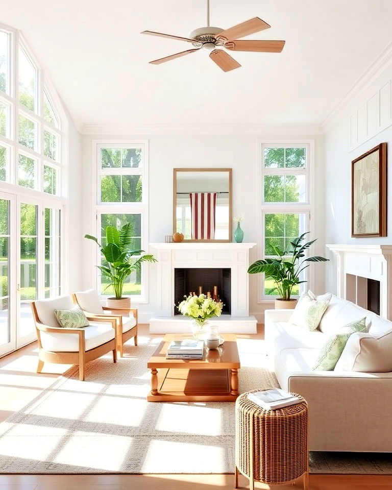 natural light emphasis for hamptons living room