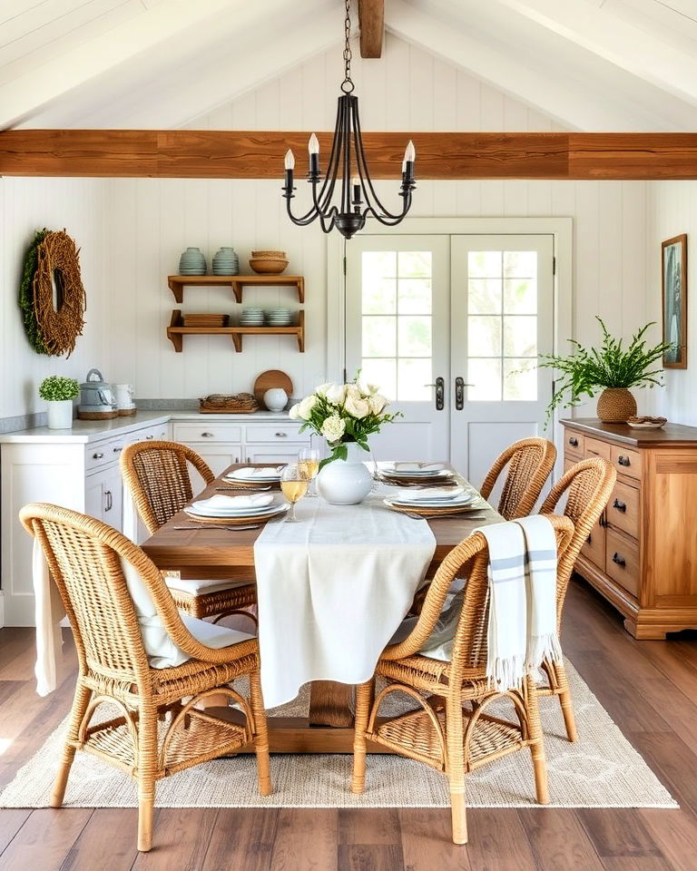 natural materials cottage dining room
