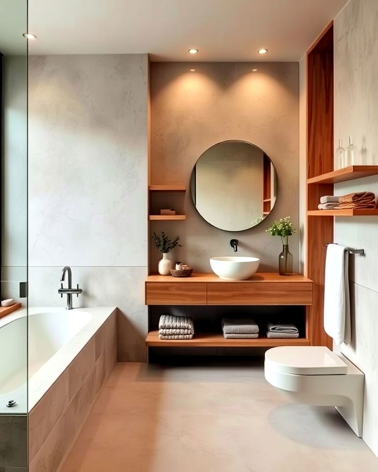 natural materials for warmth bathroom