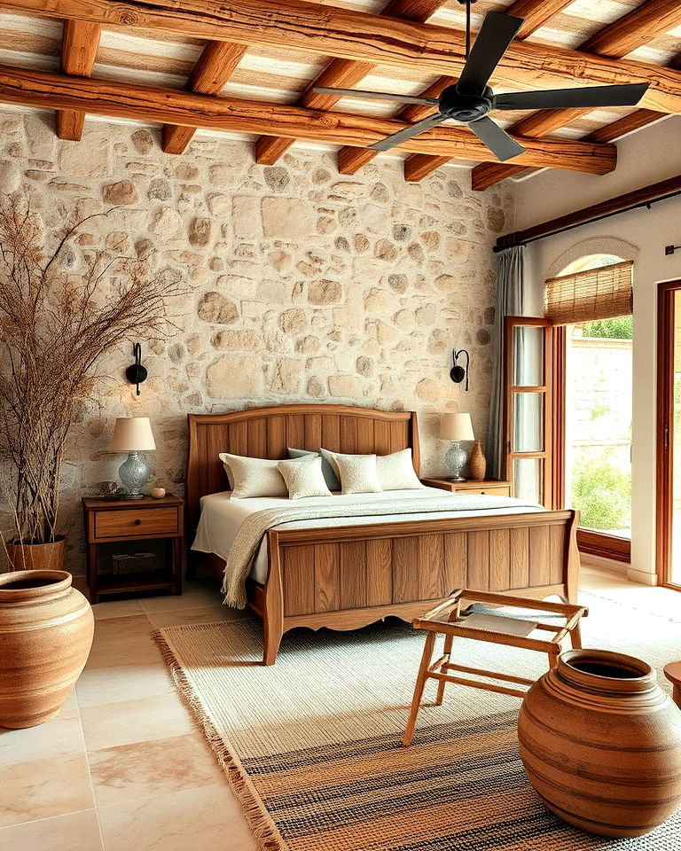 natural materials mediterranean bedroom