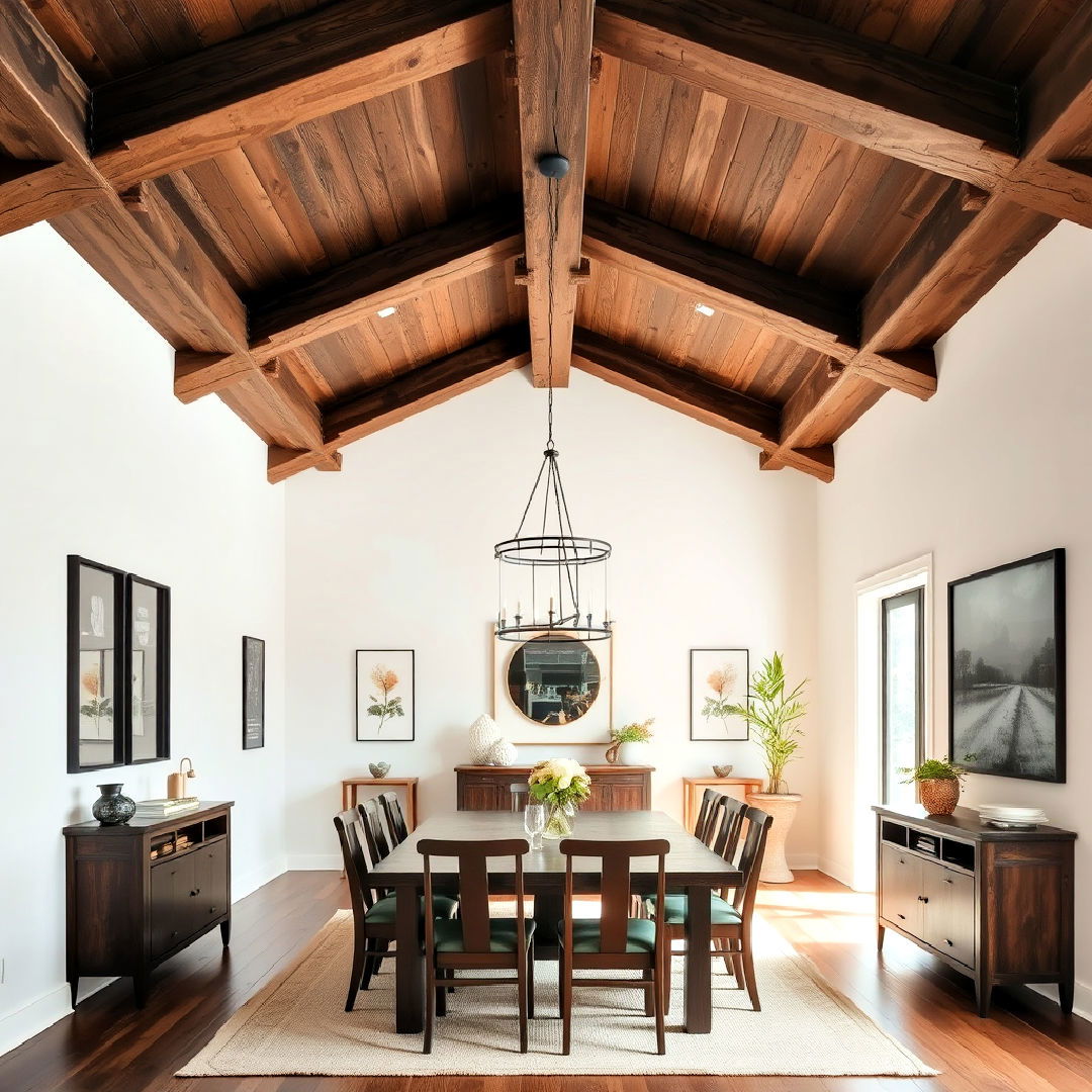 natural rustic wood beams for dining room