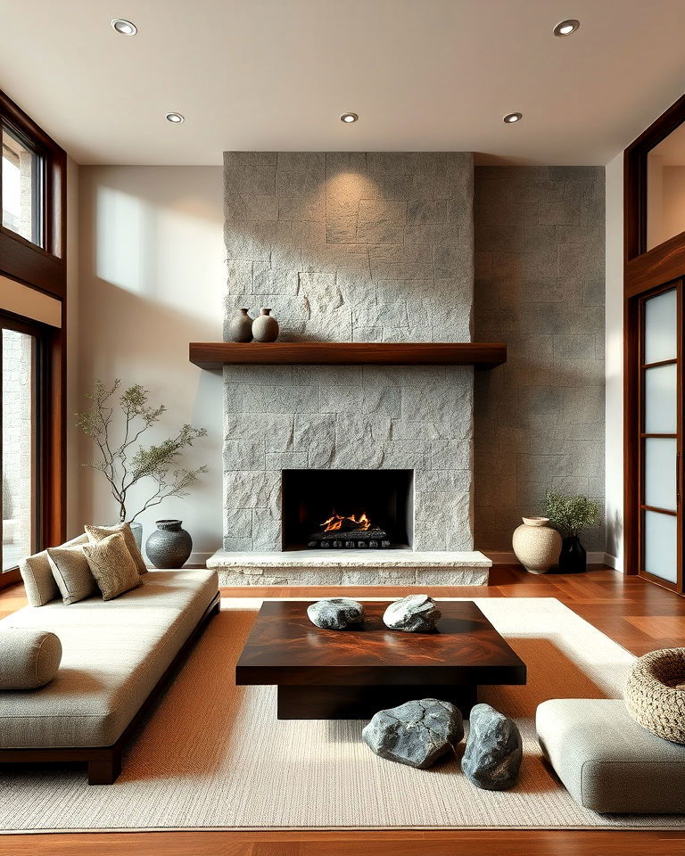 natural stone accents living room for an organic aesthetic natural stone accents living room for an organic aesthetic