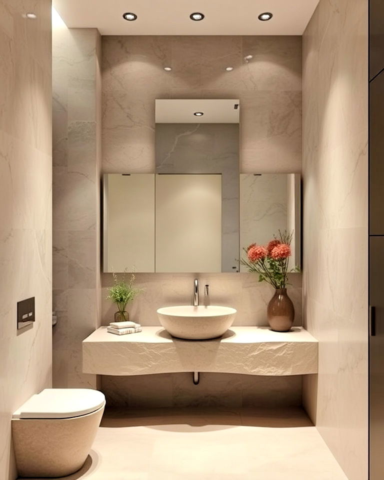 natural stone accents minimalist bathroom