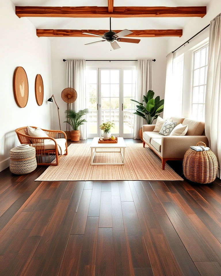 natural texture living room with dark floor