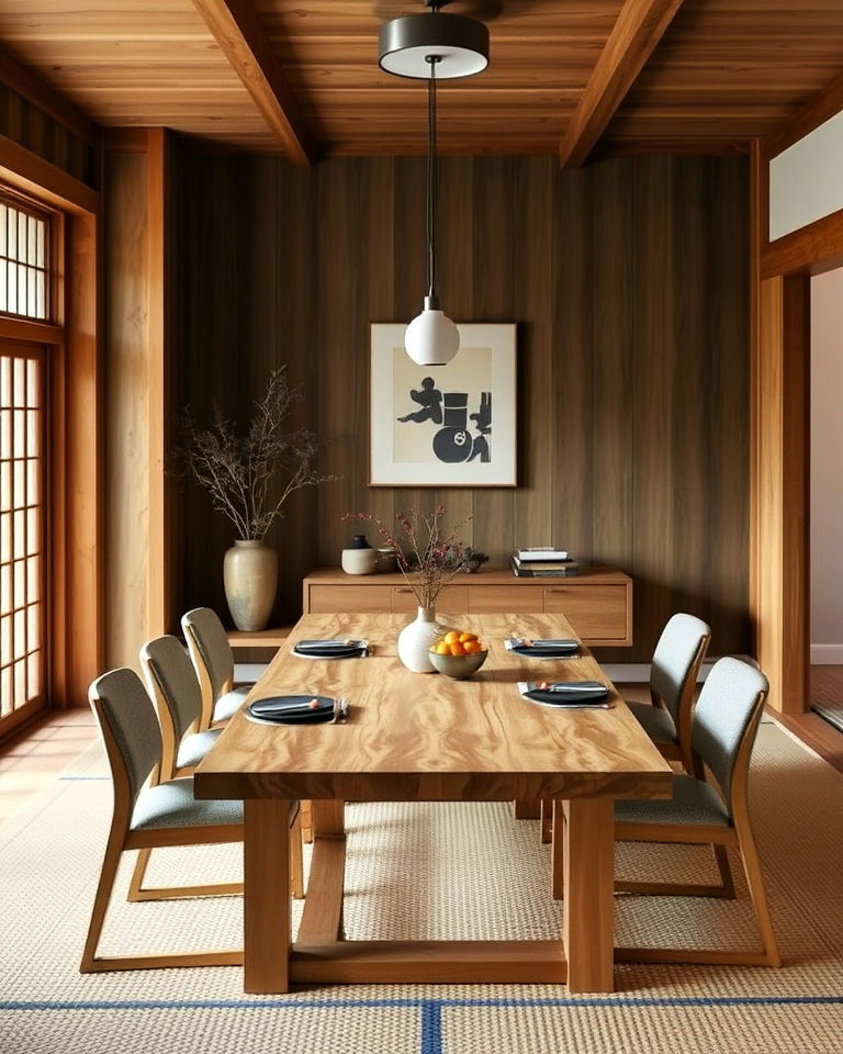 natural wood elements for a japanese dining room