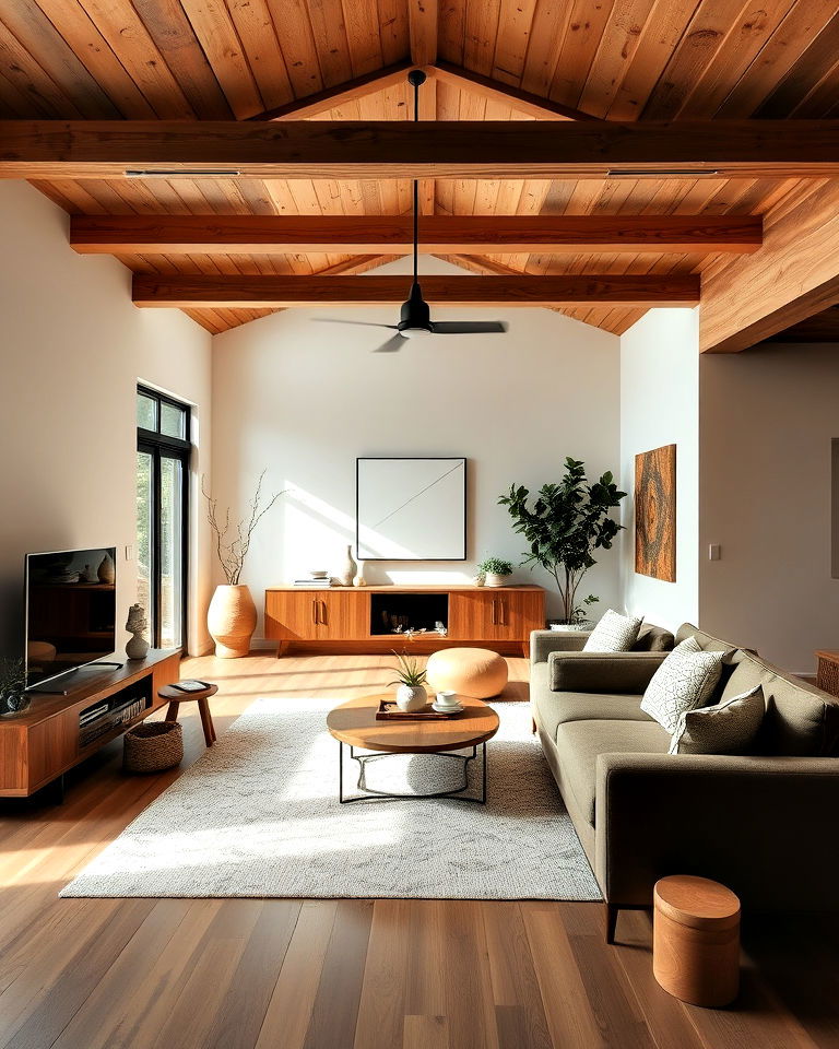 natural wood elements for living room