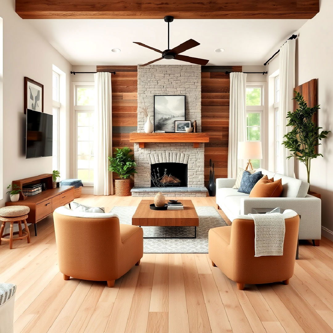 natural wood flooring for rustic living room