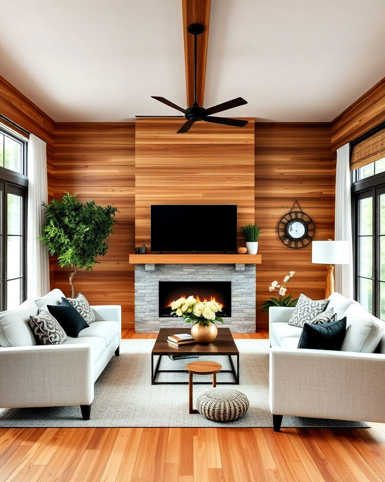 natural wood shiplap for living room