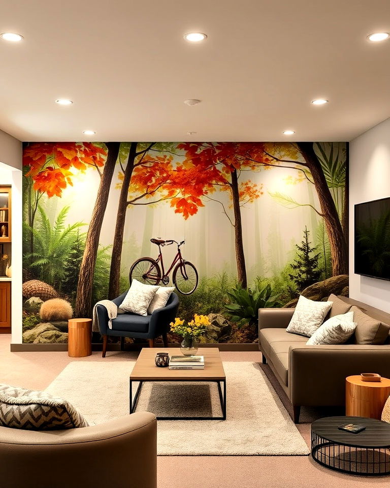 nature inspired mural as an accent wall