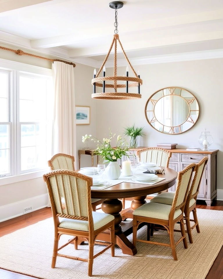 nautical rope detailing in your coastal dining room