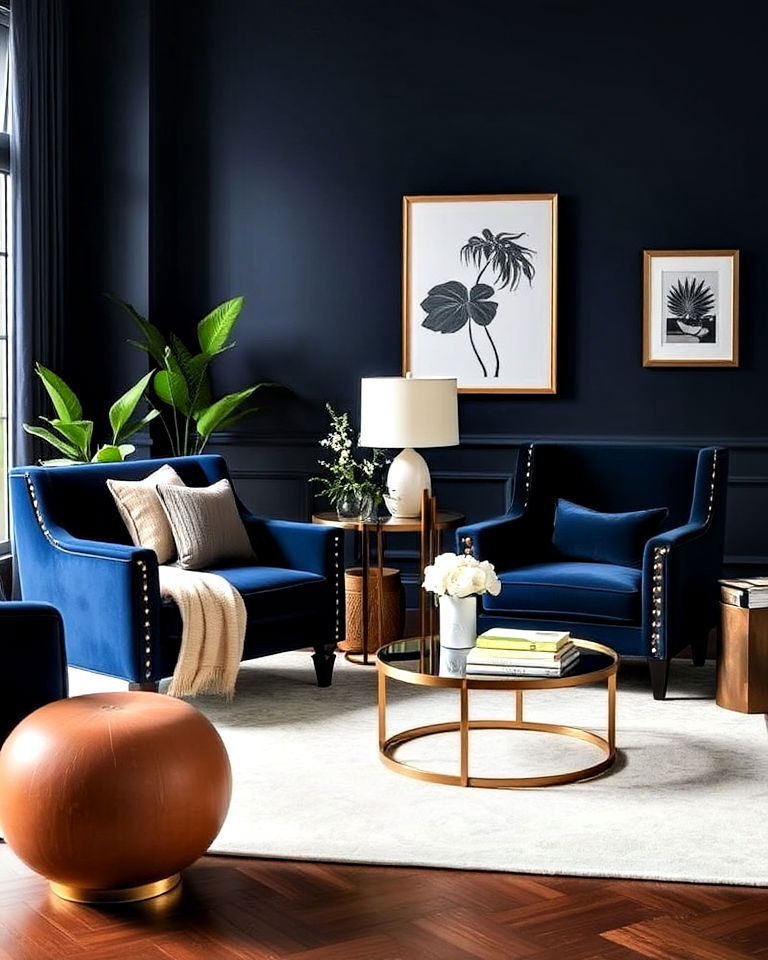 navy accent chairs