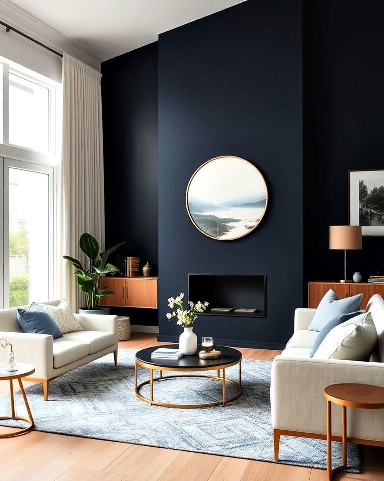 navy accent wall