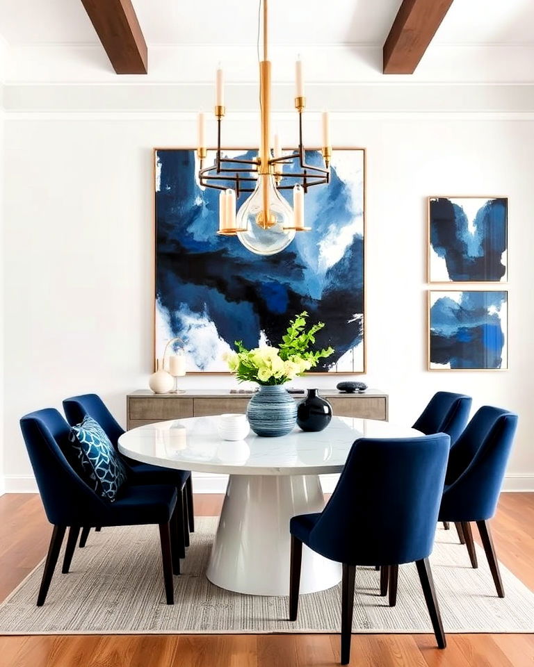 navy blue artwork for your dining room