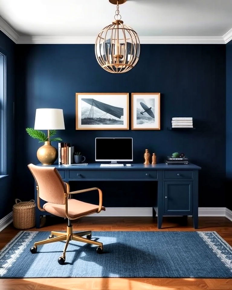 navy blue home office paint color