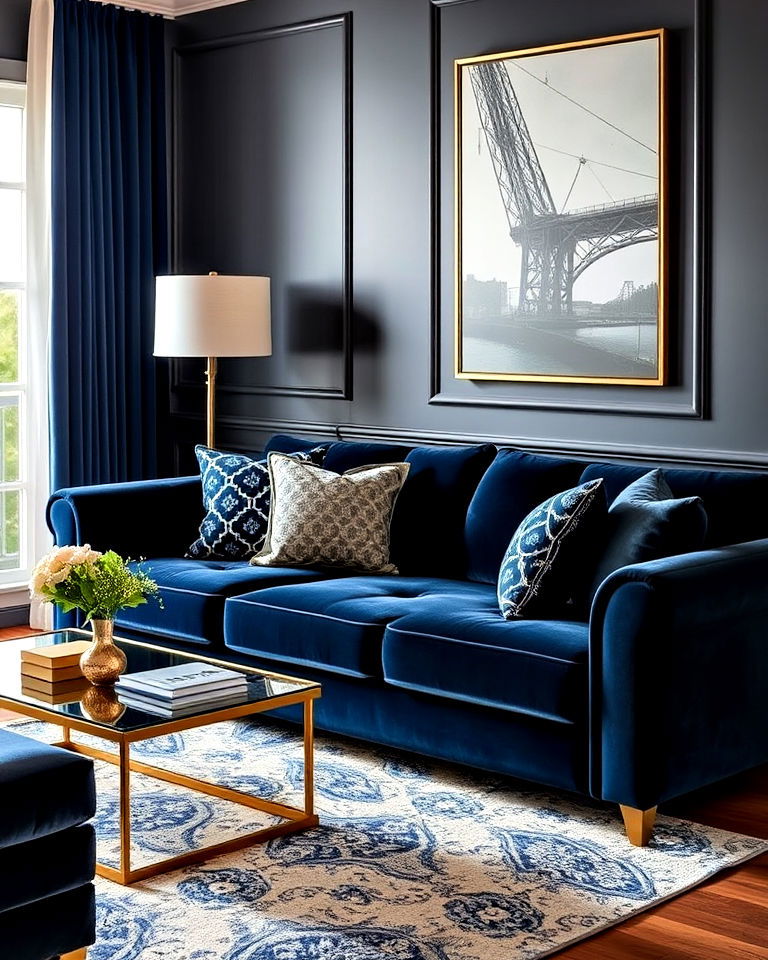 navy velvet furniture