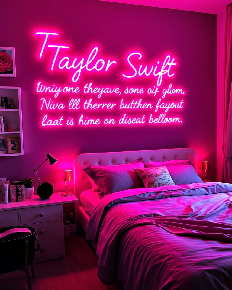 neon taylor swift lyrics sign for bedroom