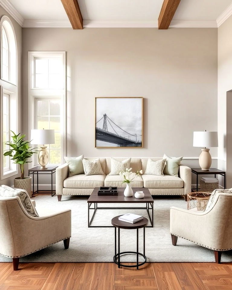 neutral color palette for transitional living room