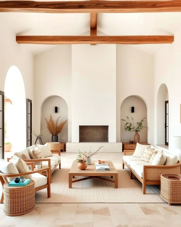 neutral color palette mediterranean living room