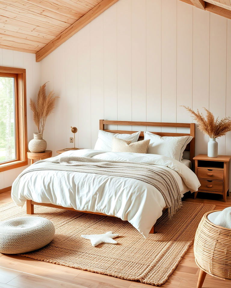 neutral palette with natural textures bedroom