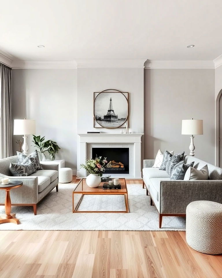 neutral tone layering for living room