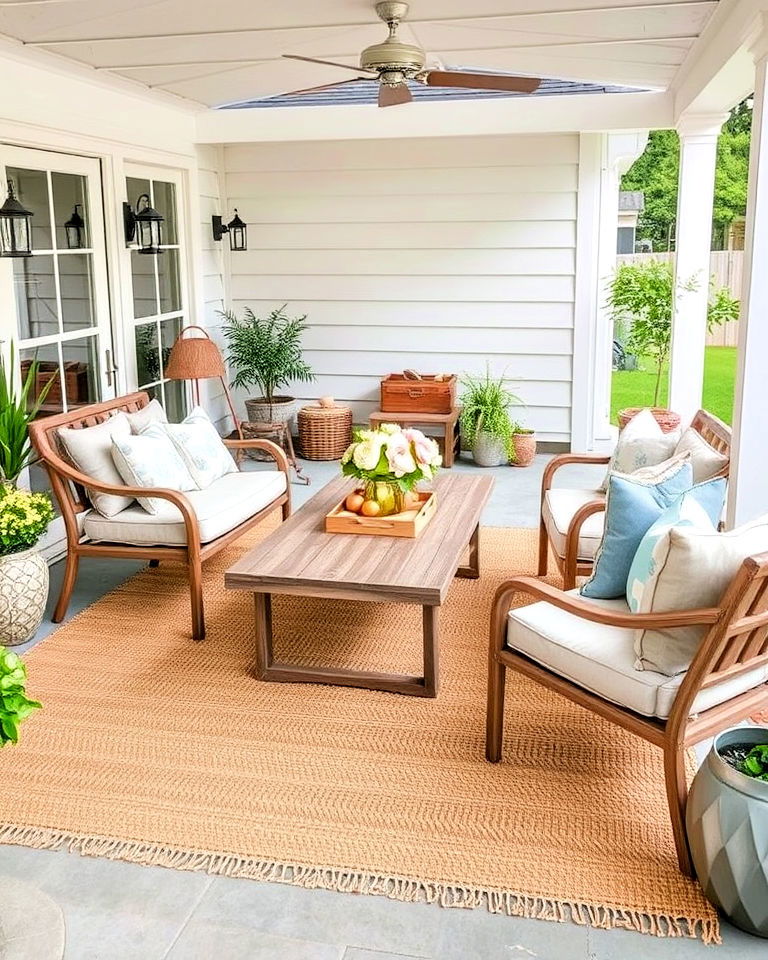 neutral toned sisal rug to ground your patio space