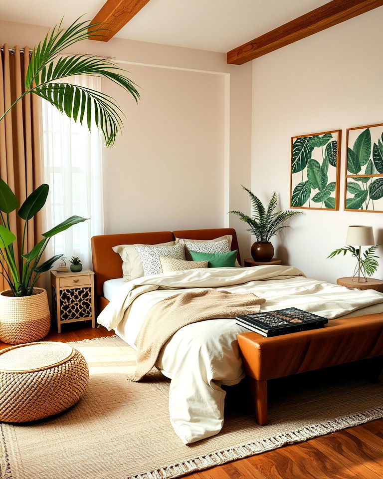 neutral tones with jungle accents