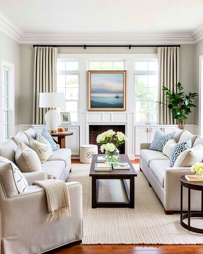 neutral upholstery for a hamptons living room