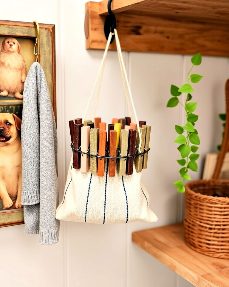 old fashioned clothespin holder