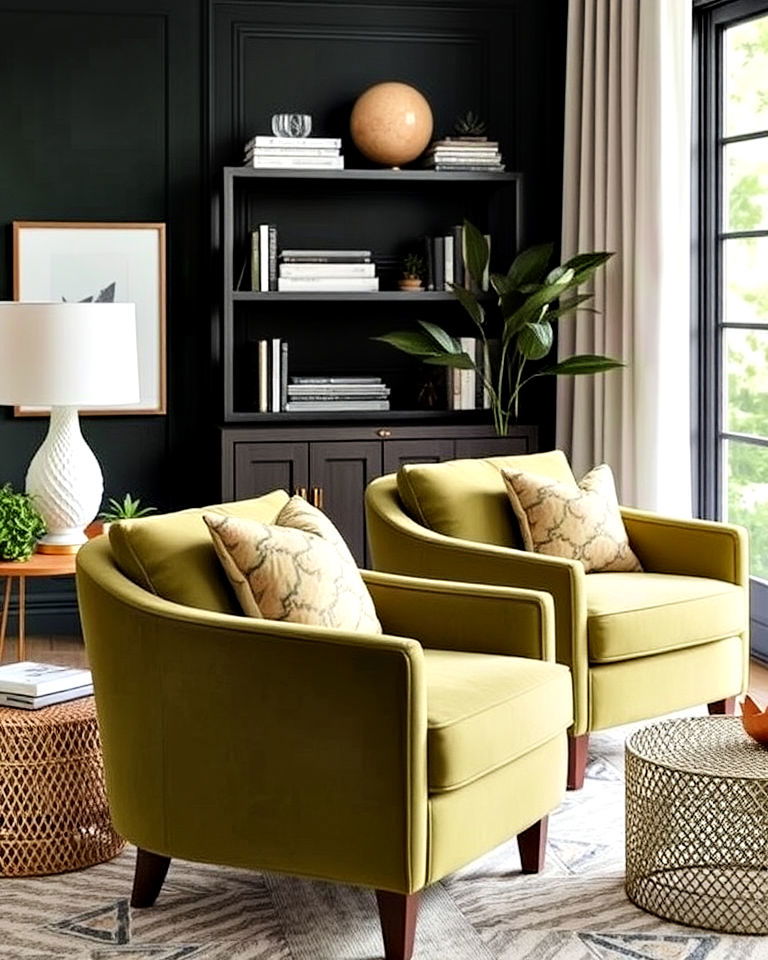 olive green accent chairs