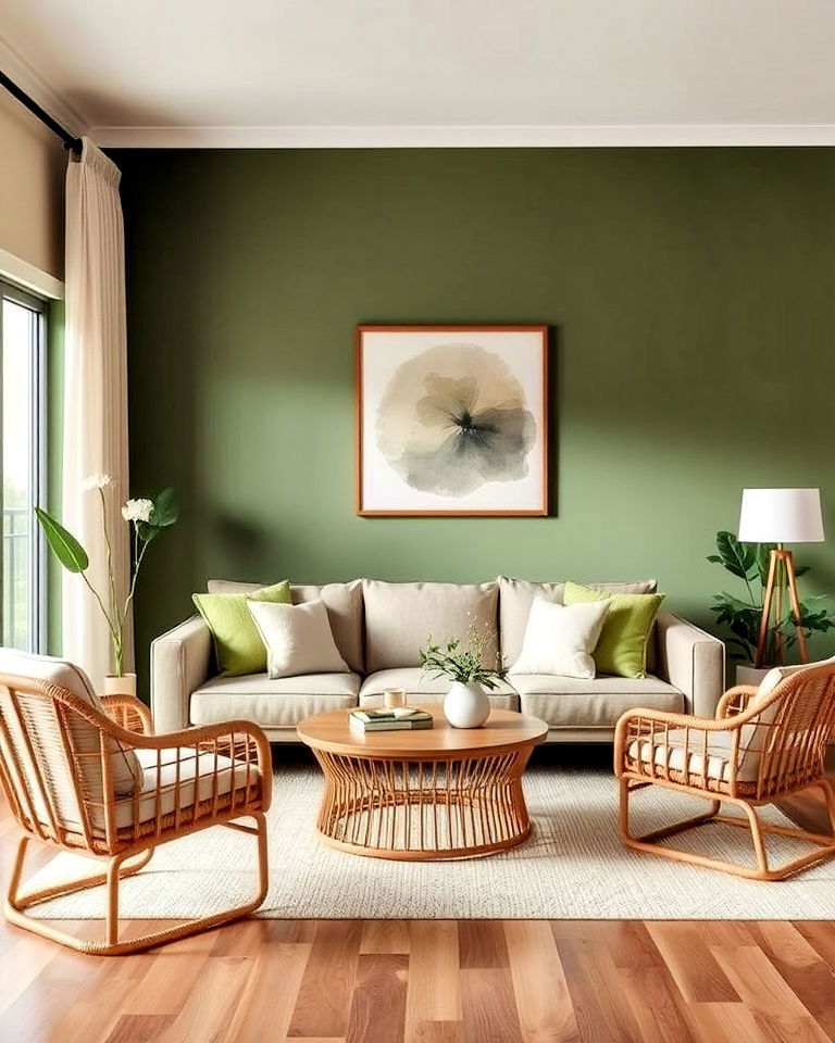 olive green and natural elements