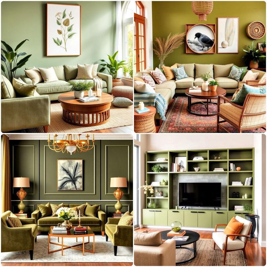 30 Olive Green Living Room Ideas To Refresh Your Space